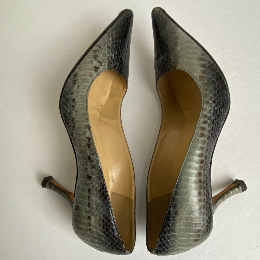 Manolo Blahnik Python Snake Print Heels Pumps Gra… - image 8
